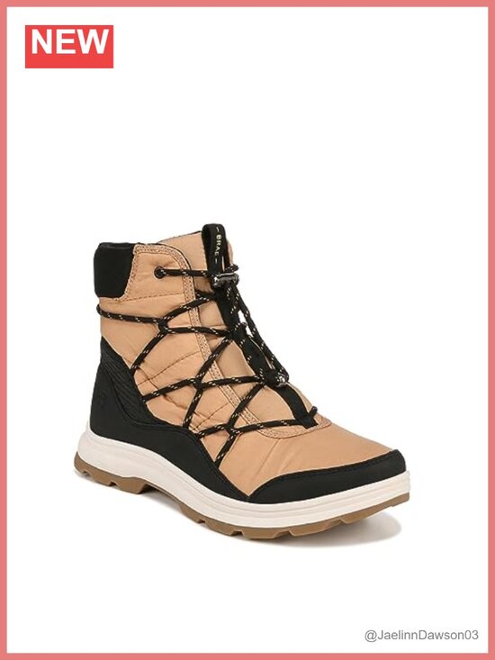 Shoes - Water-repellent Winter Snow Boot Ankle Bootie with Nylon & Faux Suede